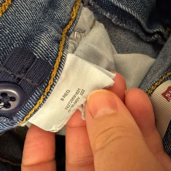 Levi’s Low Pro Straight Leg Jean Distressed Raw Hem Adjustable Waist Size 8 Girl - Picture 4 of 5